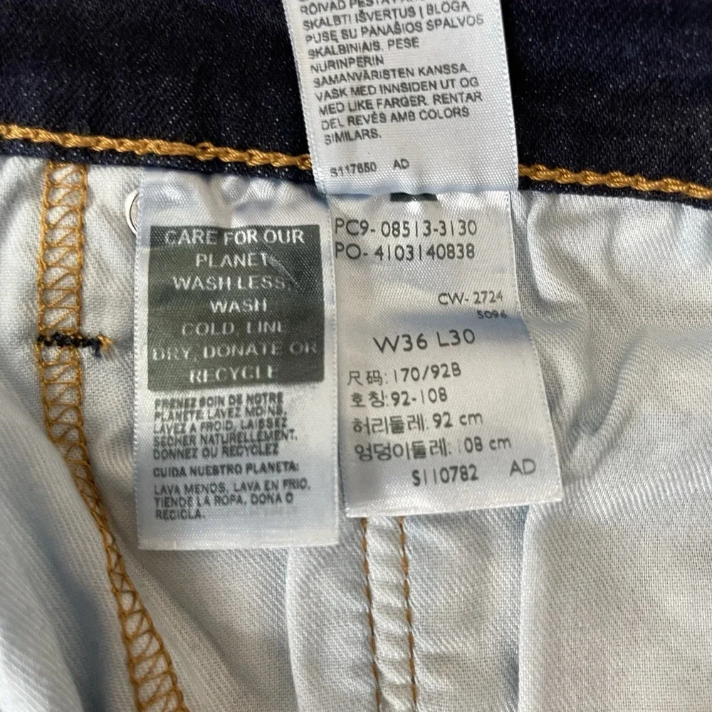 Levis Jeans Mens 36x30 Blue 513 Straight Fit Dark Wash Denim Grunge Cowboy